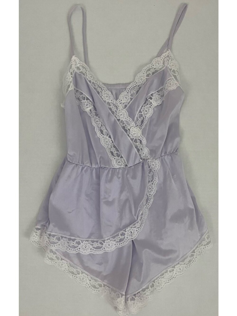 Vintage Suzy Star Women's M 100% Nylon Purple Lingerie Romper Teddy Sissy